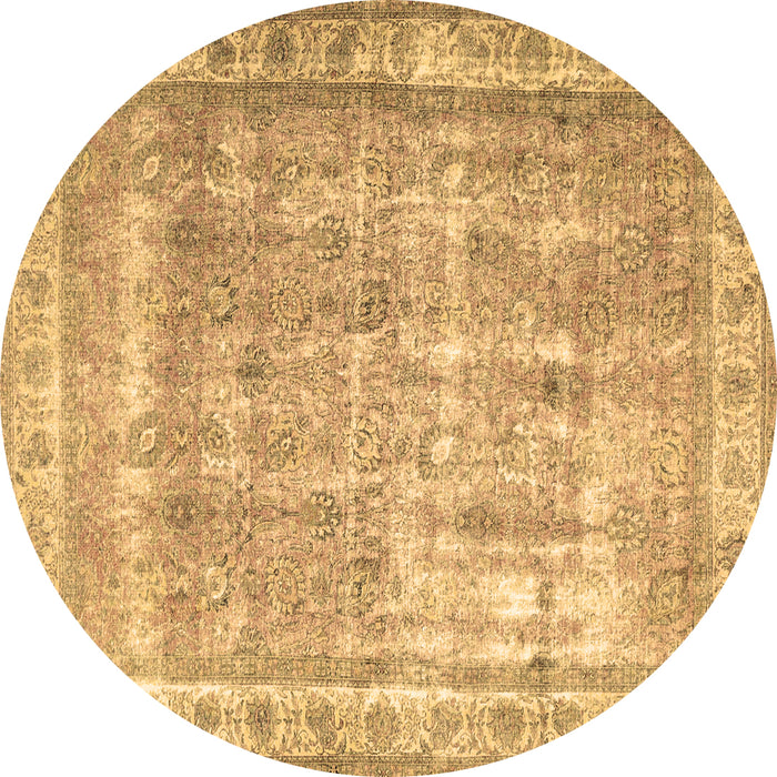 Round Machine Washable Persian Brown Traditional Rug, wshtr4477brn