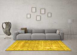 Machine Washable Persian Yellow Traditional Rug in a Living Room, wshtr4477yw