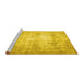 Sideview of Machine Washable Persian Yellow Traditional Rug, wshtr4478yw