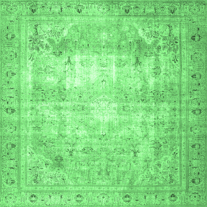 Square Machine Washable Persian Emerald Green Traditional Area Rugs, wshtr4478emgrn
