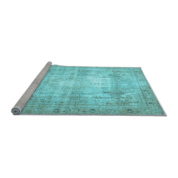 Sideview of Machine Washable Persian Light Blue Traditional Rug, wshtr4478lblu