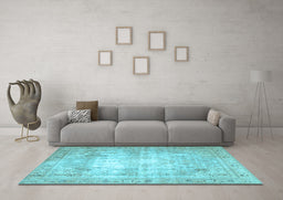 Machine Washable Persian Light Blue Traditional Rug in a Living Room, wshtr4478lblu