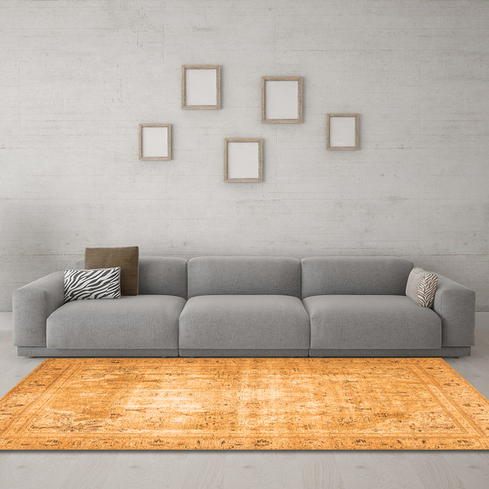 Machine Washable Persian Orange Traditional Area Rugs in a Living Room, wshtr4478org