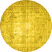 Round Persian Yellow Traditional Rug, tr4478yw