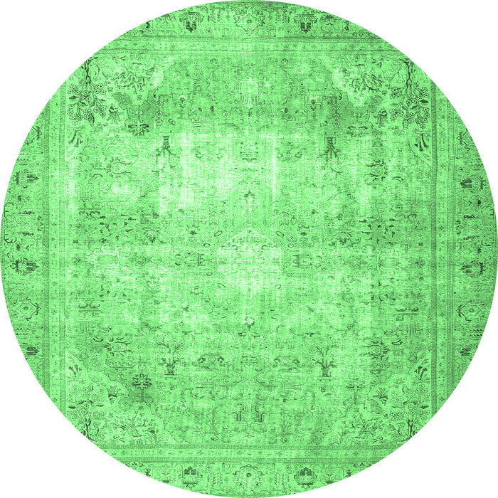 Round Persian Emerald Green Traditional Rug, tr4478emgrn