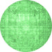 Round Persian Emerald Green Traditional Rug, tr4478emgrn