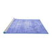 Sideview of Machine Washable Persian Blue Traditional Rug, wshtr4478blu