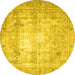 Round Machine Washable Persian Yellow Traditional Rug, wshtr4478yw