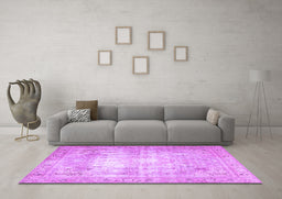 Machine Washable Persian Purple Traditional Area Rugs in a Living Room, wshtr4478pur