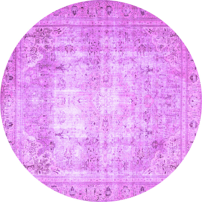 Round Persian Purple Traditional Rug, tr4478pur