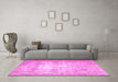 Machine Washable Persian Pink Traditional Rug in a Living Room, wshtr4478pnk