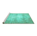 Sideview of Machine Washable Persian Turquoise Traditional Area Rugs, wshtr4478turq