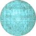 Round Persian Light Blue Traditional Rug, tr4478lblu
