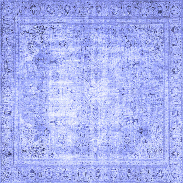 Square Machine Washable Persian Blue Traditional Rug, wshtr4478blu