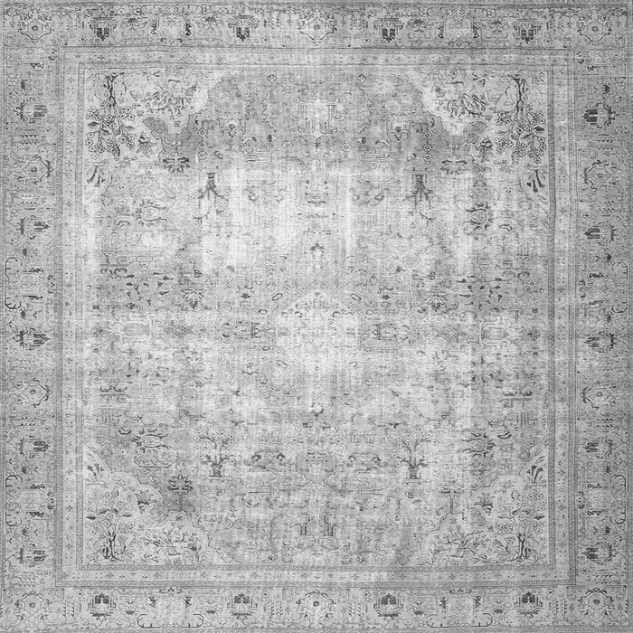 Round Machine Washable Persian Gray Traditional Rug, wshtr4478gry