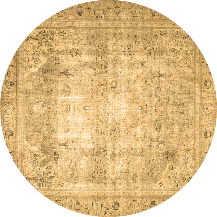 Round Persian Brown Traditional Rug, tr4478brn