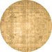 Round Persian Brown Traditional Rug, tr4478brn