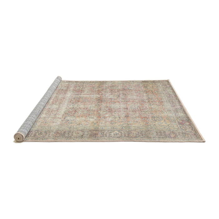 Sideview of Machine Washable Traditional Camel Brown Rug, wshtr4479