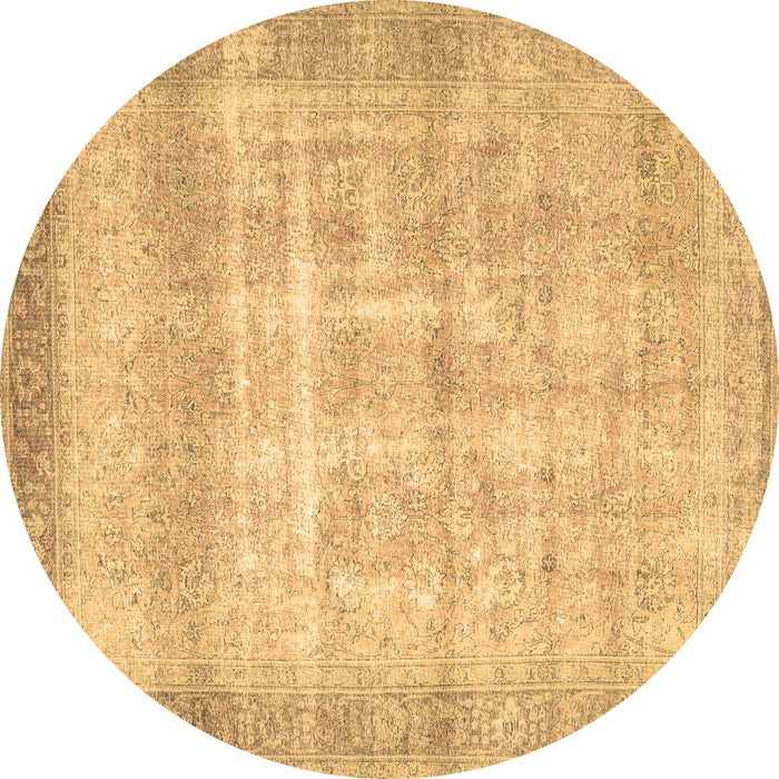 Round Persian Brown Traditional Rug, tr4479brn
