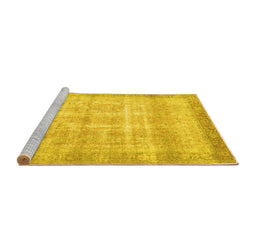 Sideview of Machine Washable Persian Yellow Traditional Rug, wshtr4479yw