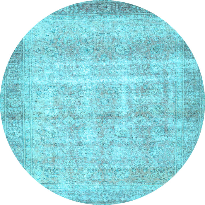 Round Machine Washable Persian Light Blue Traditional Rug, wshtr4479lblu