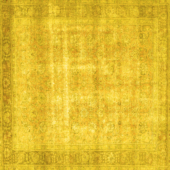 Square Machine Washable Persian Yellow Traditional Rug, wshtr4479yw