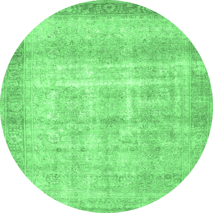 Round Persian Emerald Green Traditional Rug, tr4479emgrn