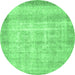 Round Persian Emerald Green Traditional Rug, tr4479emgrn