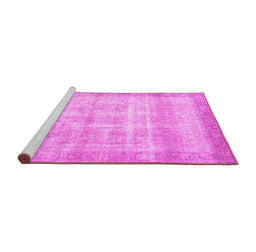 Sideview of Machine Washable Persian Pink Traditional Rug, wshtr4479pnk
