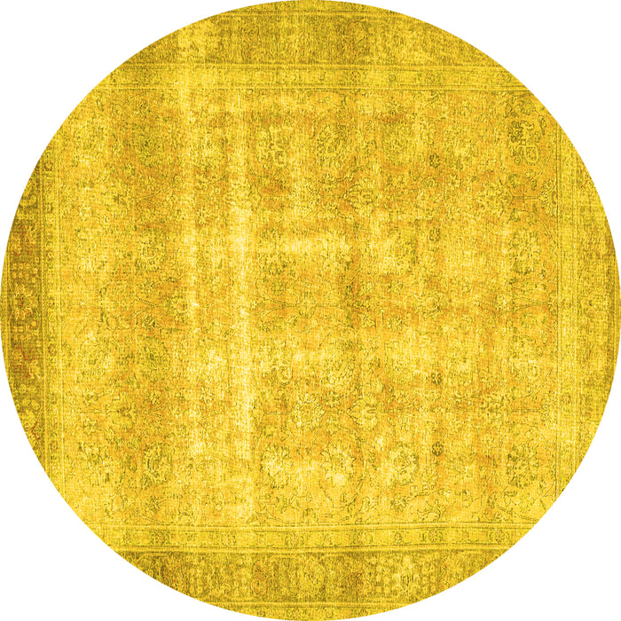 Round Persian Yellow Traditional Rug, tr4479yw