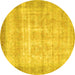 Round Persian Yellow Traditional Rug, tr4479yw