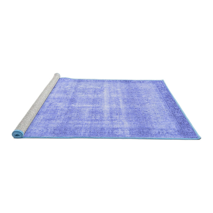 Sideview of Machine Washable Persian Blue Traditional Rug, wshtr4479blu