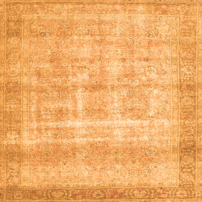 Round Machine Washable Persian Orange Traditional Area Rugs, wshtr4479org