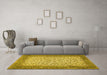 Machine Washable Persian Yellow Traditional Rug in a Living Room, wshtr447yw