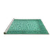 Sideview of Machine Washable Persian Turquoise Traditional Area Rugs, wshtr447turq