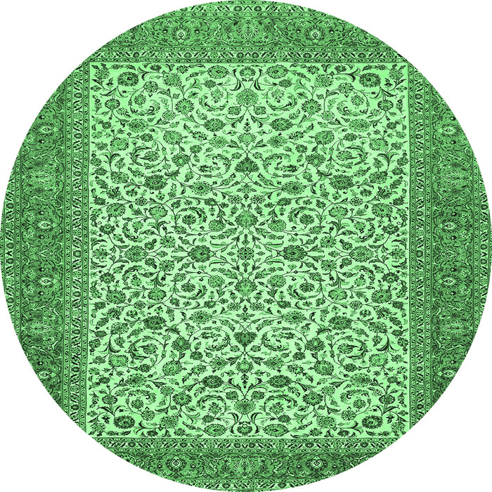 Round Persian Emerald Green Traditional Rug, tr447emgrn