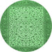 Round Persian Emerald Green Traditional Rug, tr447emgrn