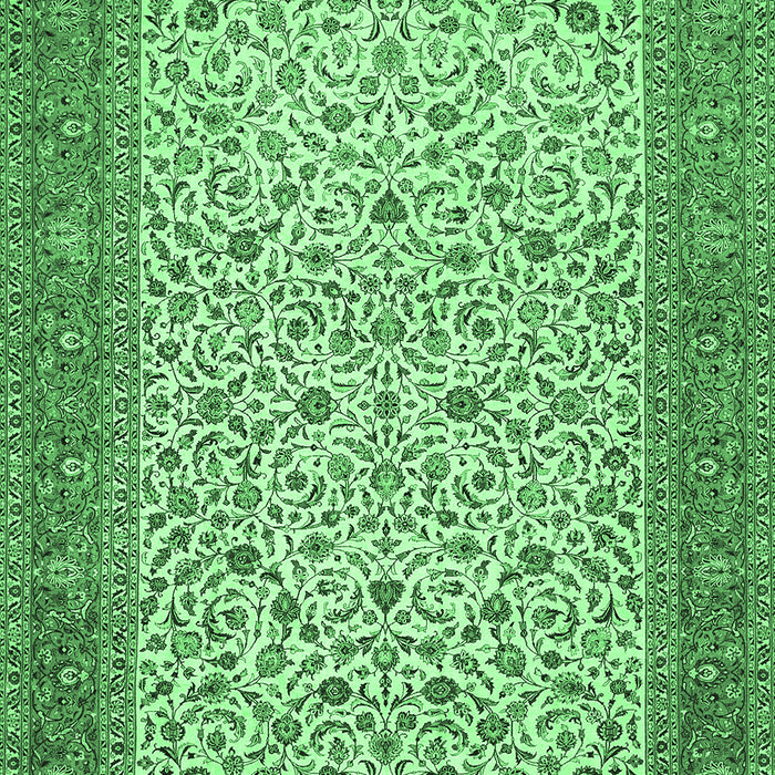 Machine Washable Persian Emerald Green Traditional Area Rugs, wshtr447emgrn