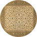 Round Persian Brown Traditional Rug, tr447brn