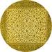 Round Persian Yellow Traditional Rug, tr447yw