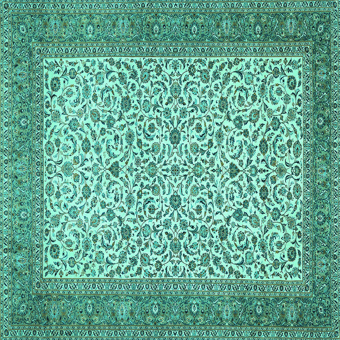Square Machine Washable Persian Turquoise Traditional Area Rugs, wshtr447turq
