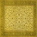 Square Machine Washable Persian Yellow Traditional Rug, wshtr447yw