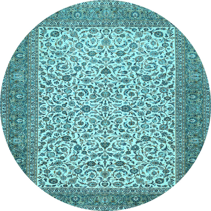 Round Machine Washable Persian Light Blue Traditional Rug, wshtr447lblu