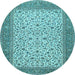 Round Machine Washable Persian Light Blue Traditional Rug, wshtr447lblu