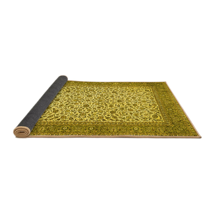 Sideview of Persian Yellow Traditional Rug, tr447yw