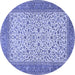 Round Machine Washable Persian Blue Traditional Rug, wshtr447blu