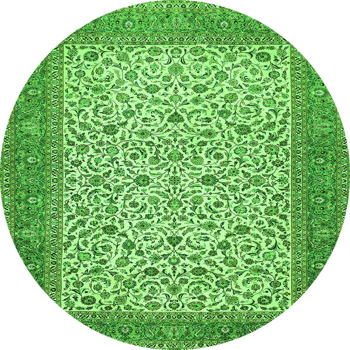 Square Persian Green Traditional Rug, tr447grn