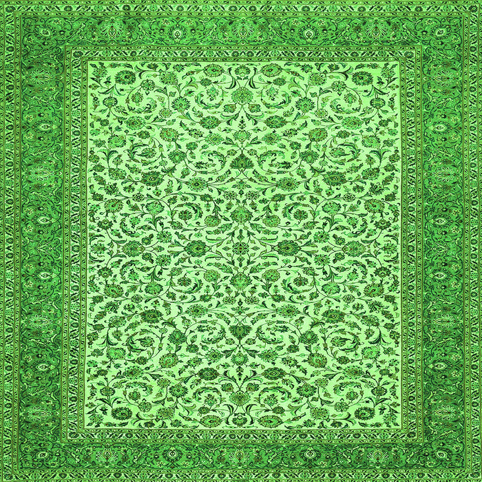 Round Machine Washable Persian Green Traditional Area Rugs, wshtr447grn