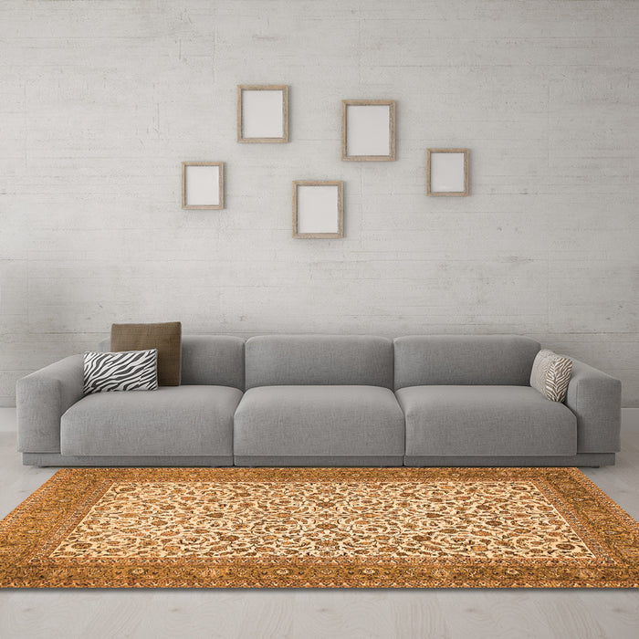 Machine Washable Persian Orange Traditional Area Rugs in a Living Room, wshtr447org