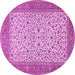 Round Machine Washable Persian Pink Traditional Rug, wshtr447pnk